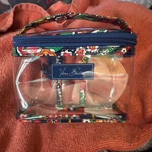 Vera Bradley Clear Travel Cosmetic Case with Floral Trim - Navy & Multicolor